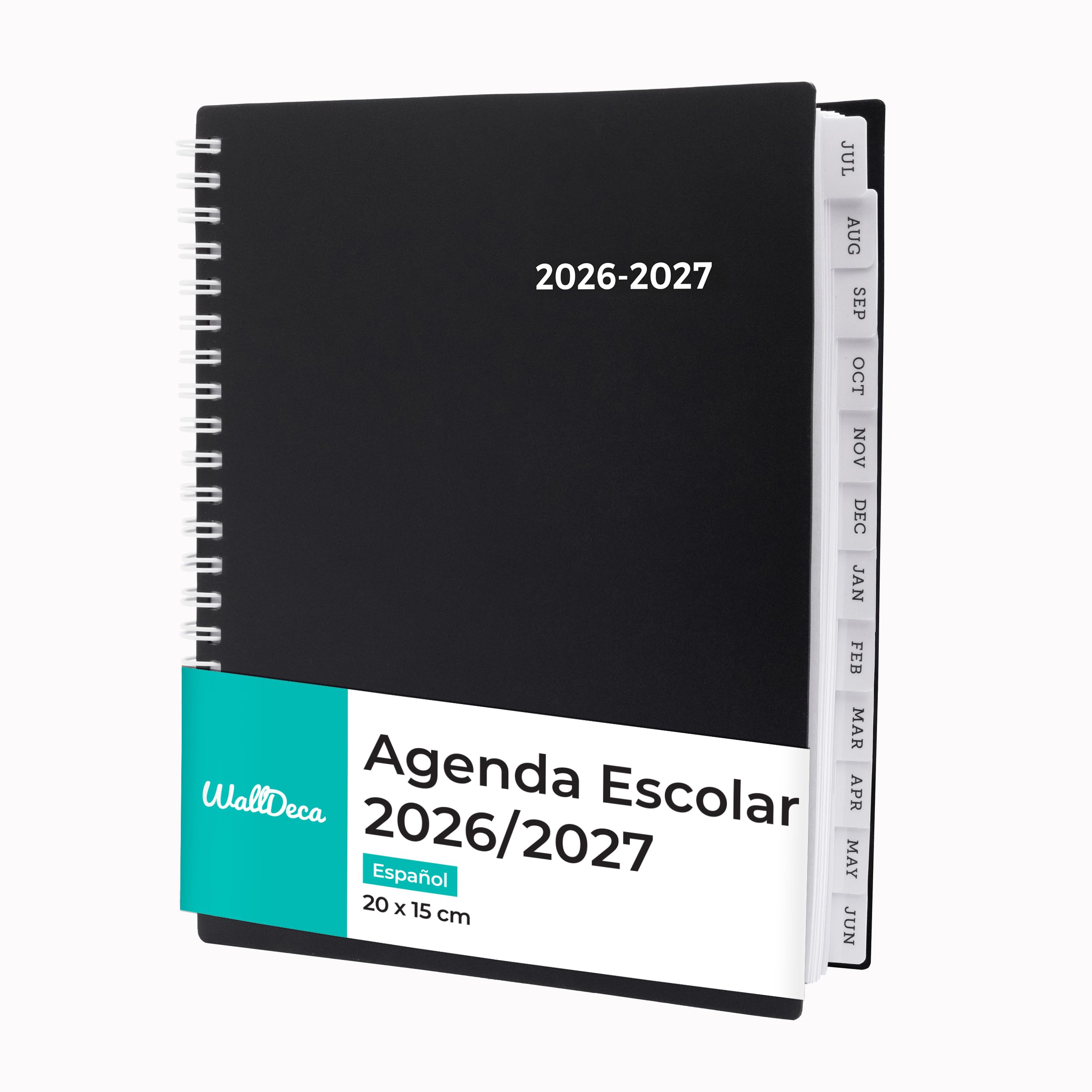 WallDeca Planificador Académico 2026–2027, Agenda Diaria, Semanal y Mensual, Julio 2026–Junio 2027, Páginas de Notas, Doble Espiral, 20 × 15 cm (en Español)