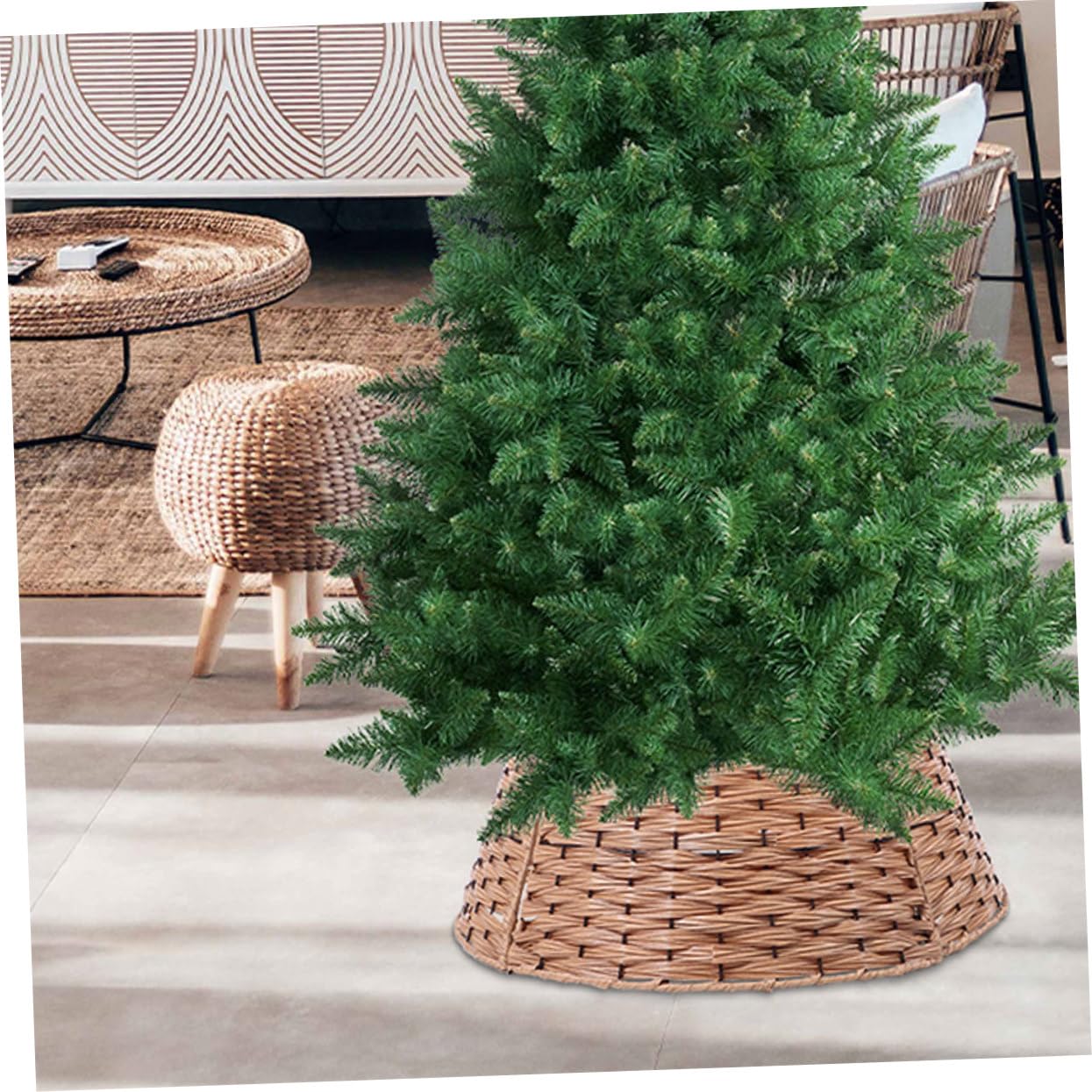 Skórka Do Choinki Stylu Nordic Ozdobny Krąg Woven Podstawa Choinkę Dekoracja Świąteczna Do Domu i Ogrodu Elegancki Boże Narodzenie