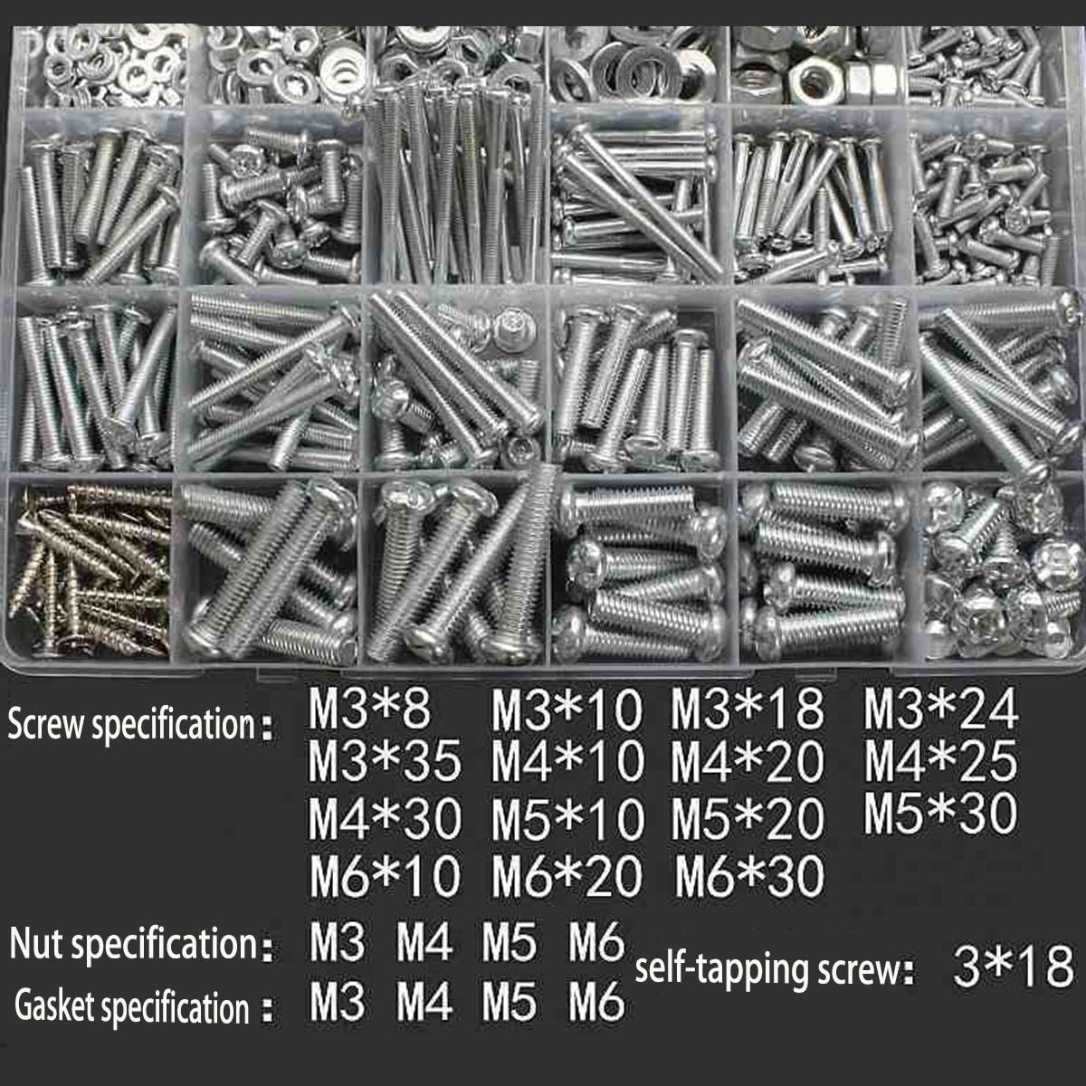 Zestaw nakrętek Daquan do śrub, śruby metalowe, śruby do mebli, montaż mieszania różnych podkładek(Style Three)