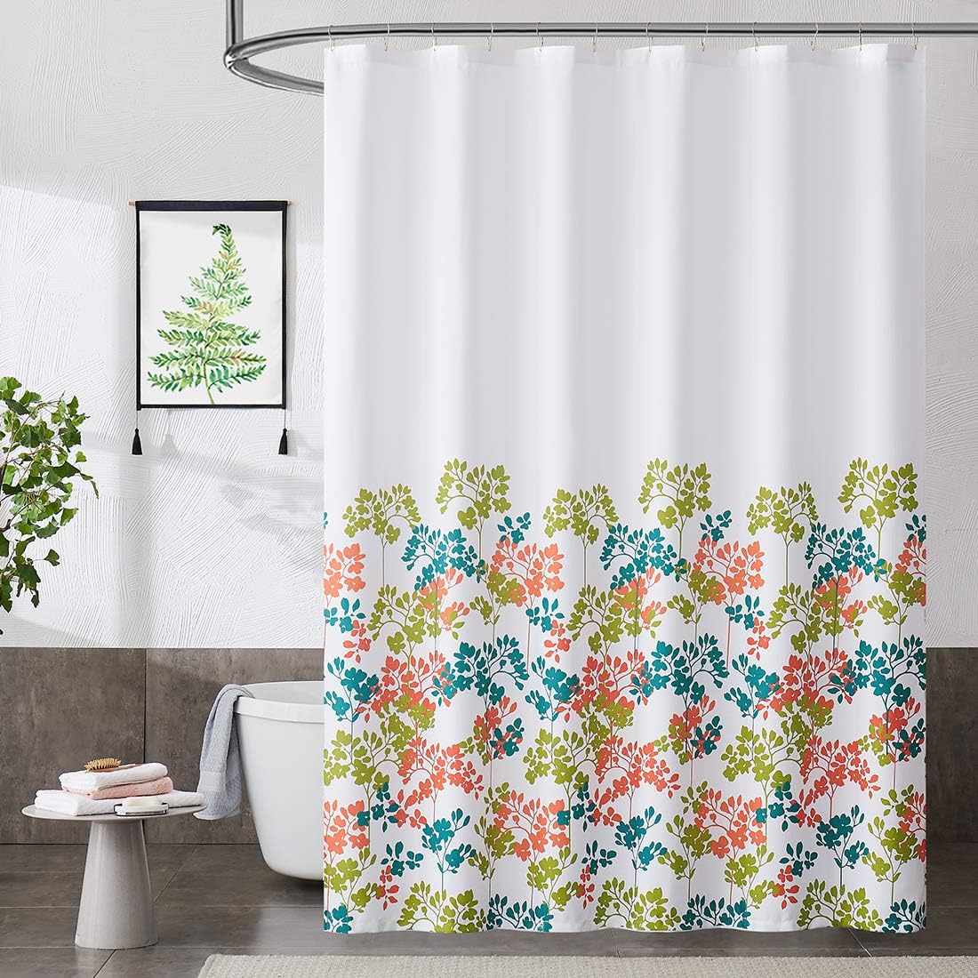 Metro Parlor Green Teal Fabric Shower Curtain 70x84 Inch