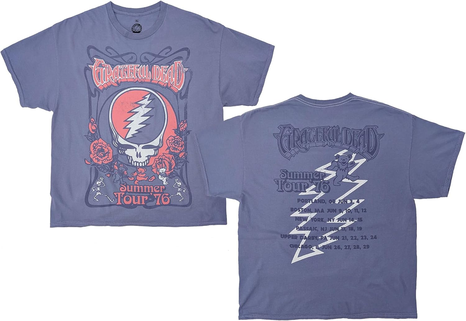 Ripple Junction Grateful Dead Men's Graphic T-Shirt Vintage Concert Tours Officially Licensed