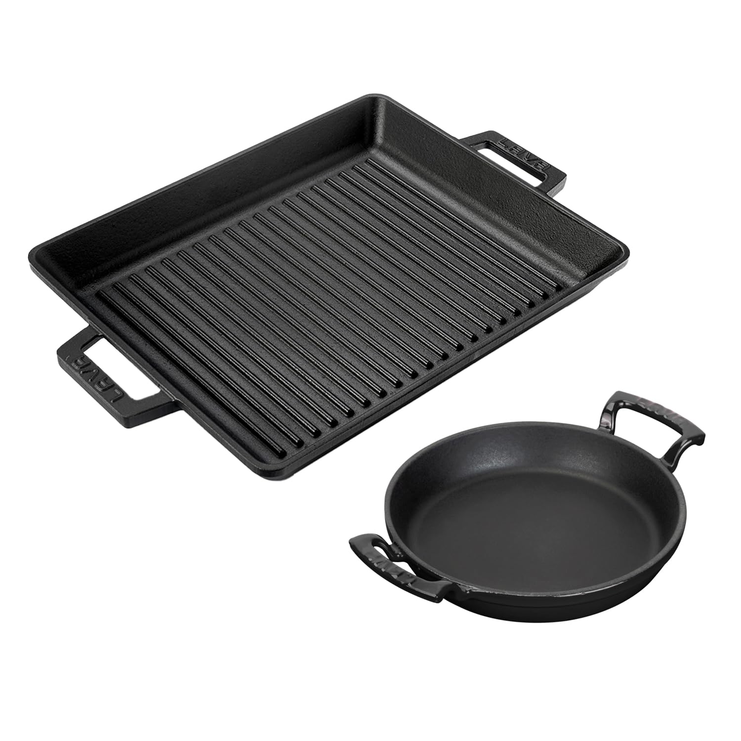 LAVA Döküm Izgara Tava 26x32 & 20 cm Sahan Set - Gerçek Izgara Lezzeti Evde