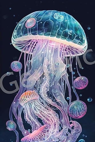 BLuen Kits de pintura de diamantes de medusa de cristal para adultos y niños, kit de arte de diamante redondo para principiantes, decoración de