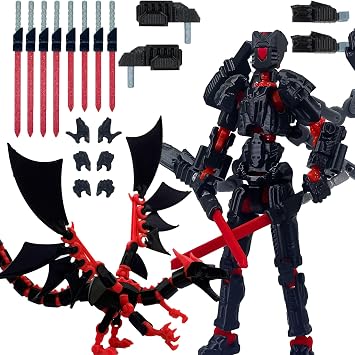 Assembly Completed T13 Set Action Figure,3D Printed Action Multi-Jointed Movable Figure with Flying Dragon,Collection Decoration Set for Gaming Enthusiasts Toy