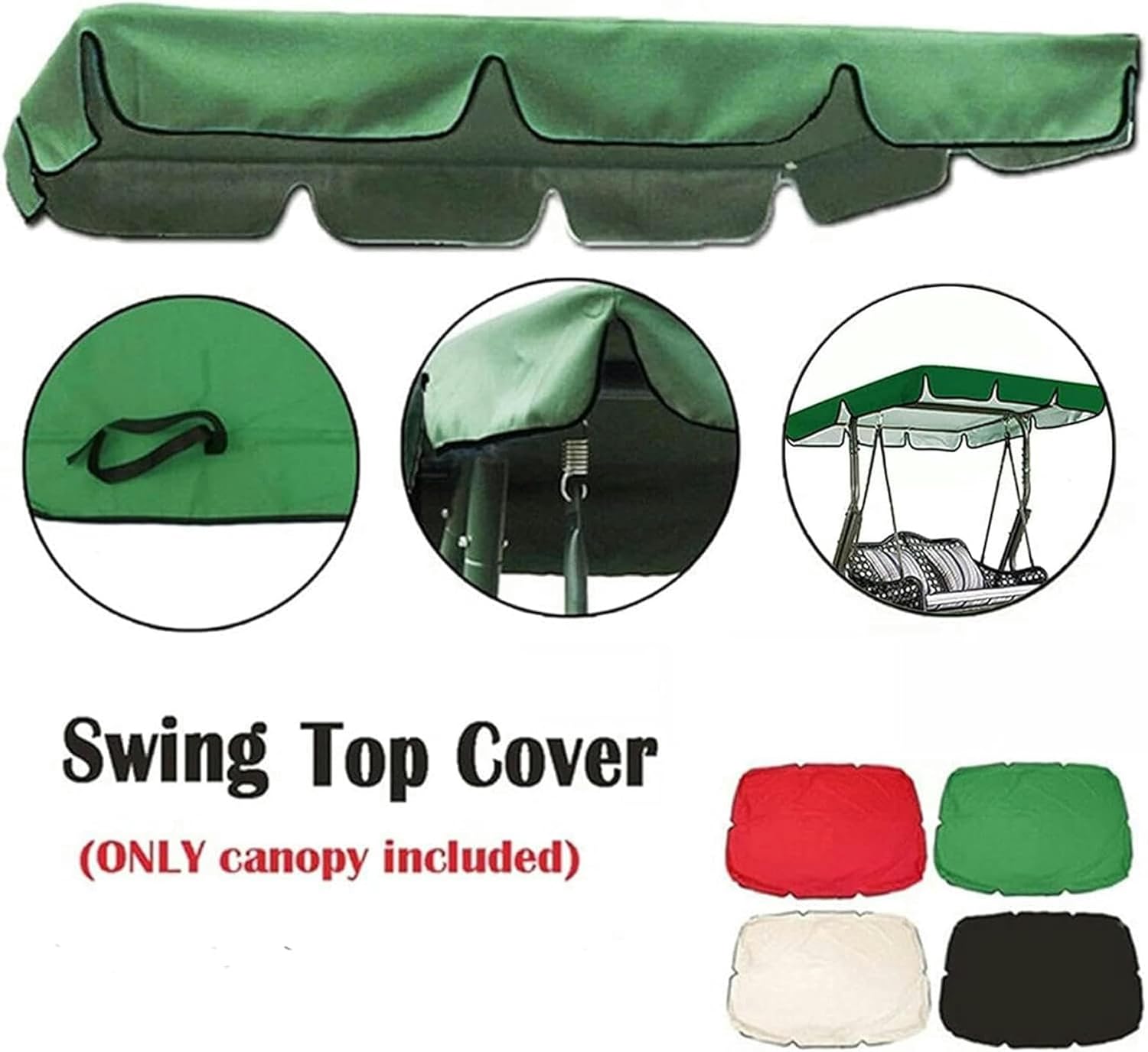 Universal Garden Swing Seat Canopy Replacement, 2 3 Seater Swing Chair Cover Set, Waterproof Anti-UV Heavy Duty Hammock Top Cover for Garden