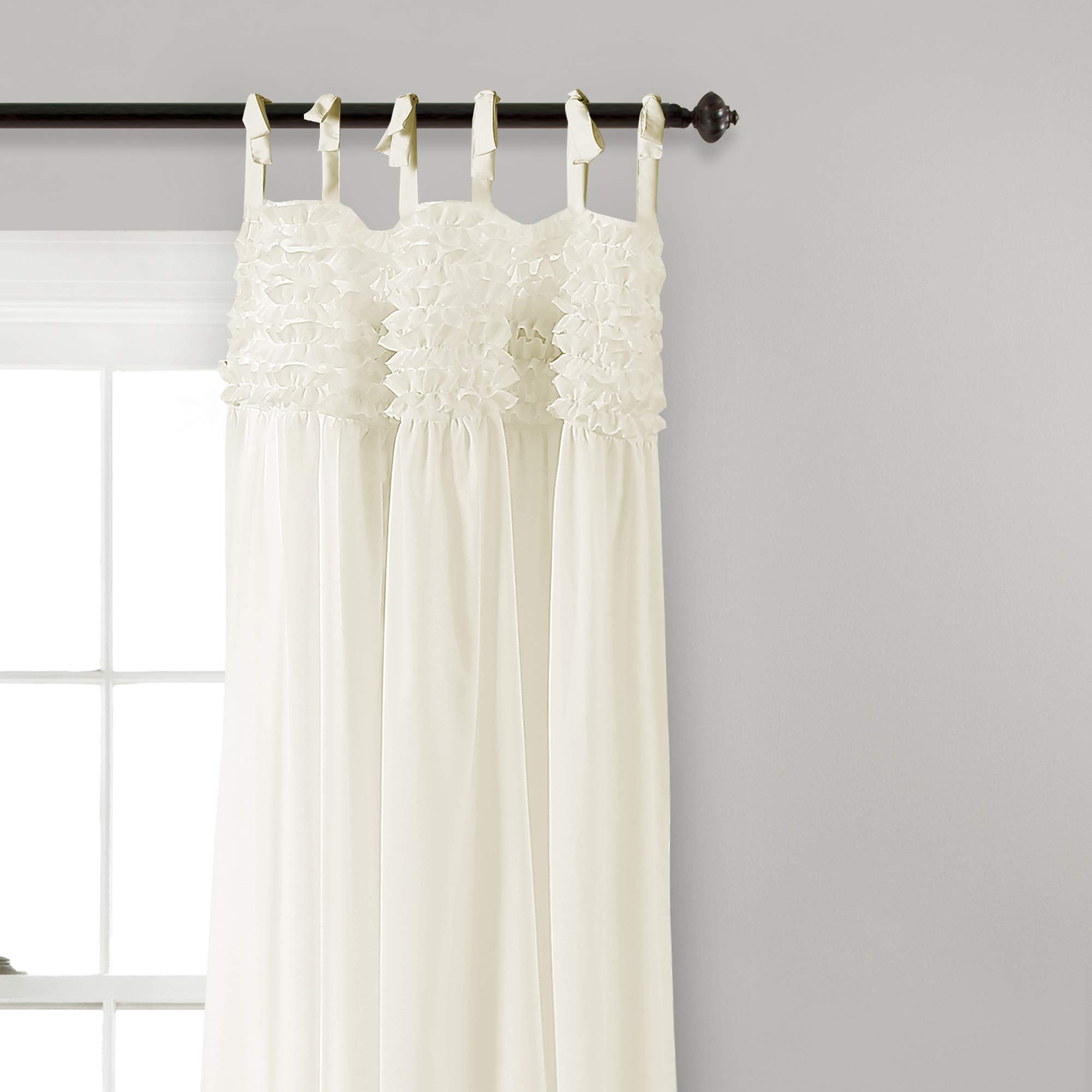 Lush Decor Lot de 2 Rideaux à Volants pour Salon, Salle à Manger, Chambre à Coucher (Paire), Polyester, Ivoire, 101,6 x 213,4 cm (l x L)
