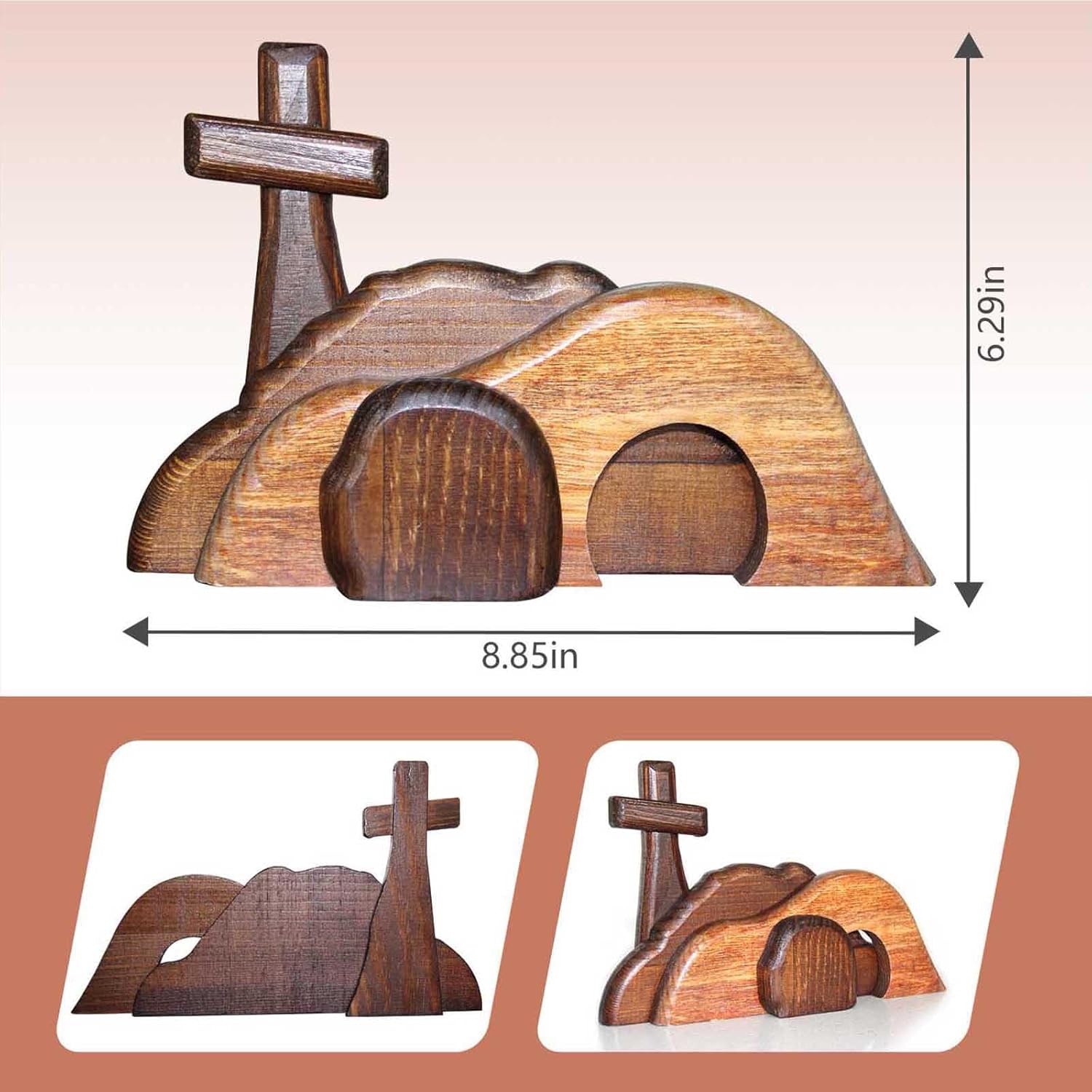 The Empty Tomb Easter Scene and Cross Decoration, Wooden Empty Tomb Easter Decor Jesus Tomb for Religious Home Office Desktop Decoration - Image 5