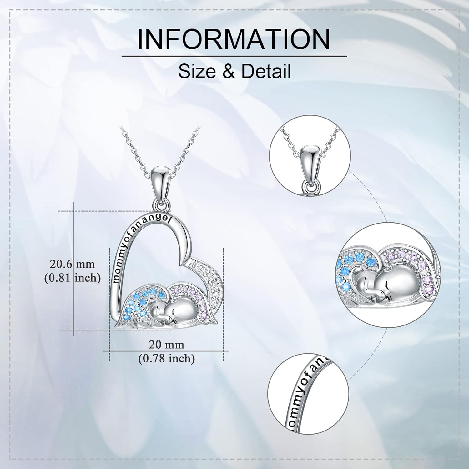 Mommy Of Angel Necklaces Sterling Silver Miscarriage Gifts for Mother Infant Loss Gifts for Mom Angel Baby Memorial Jewelry for Women - Image 5