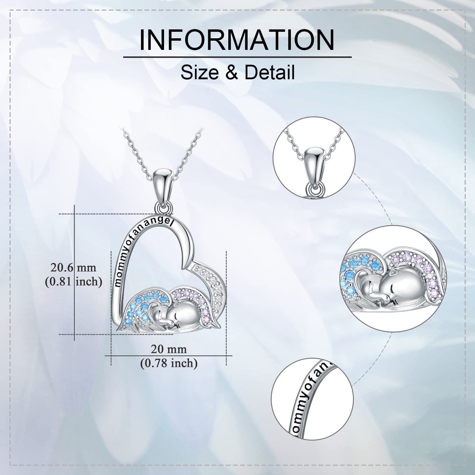 Mommy of Angel - Collana in argento Sterling con aborto spontaneo per mamma e cuore, Argento sterling