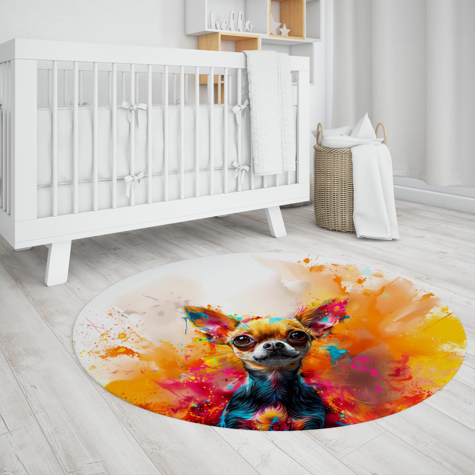 Tapis chiot mince antidérapant motif graffiti vibrant pour grand salon