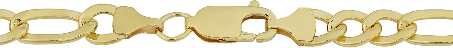 Kooljewelry 14k Yellow Gold Filled Men's Solid 6 mm High Polish Figaro Link Bracelet (8.5 inch) - Image 2