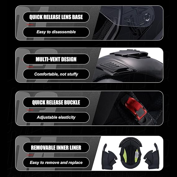 Full Face Motorcycle Helmet with Visor for Adult Men Women Motorbike Racing Street Bike Helmets ECE Approved C-3,S (50-52 CM)