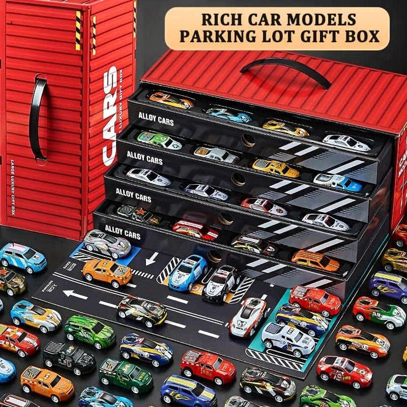 Image of Brigand 48pcs Pull Back Car Set for 3+ Kids - Mini Alloy Die-Cast Car with Storage Box, Perfect for Kids, Children, Boys & Girls, Learning & Educational Stuffers Mini Cars