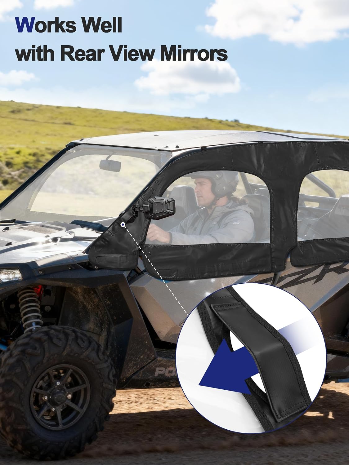 ZIDIYORUO Soft Upper Doors for Polaris RZR XP 4 1000 (2014-2023) 4-Seat, Waterproof Cab Enclosure with Roll-Up PVC Windows — No-Drill Installation, Fits XP 4 1000 EPS Turbo High Lifter
