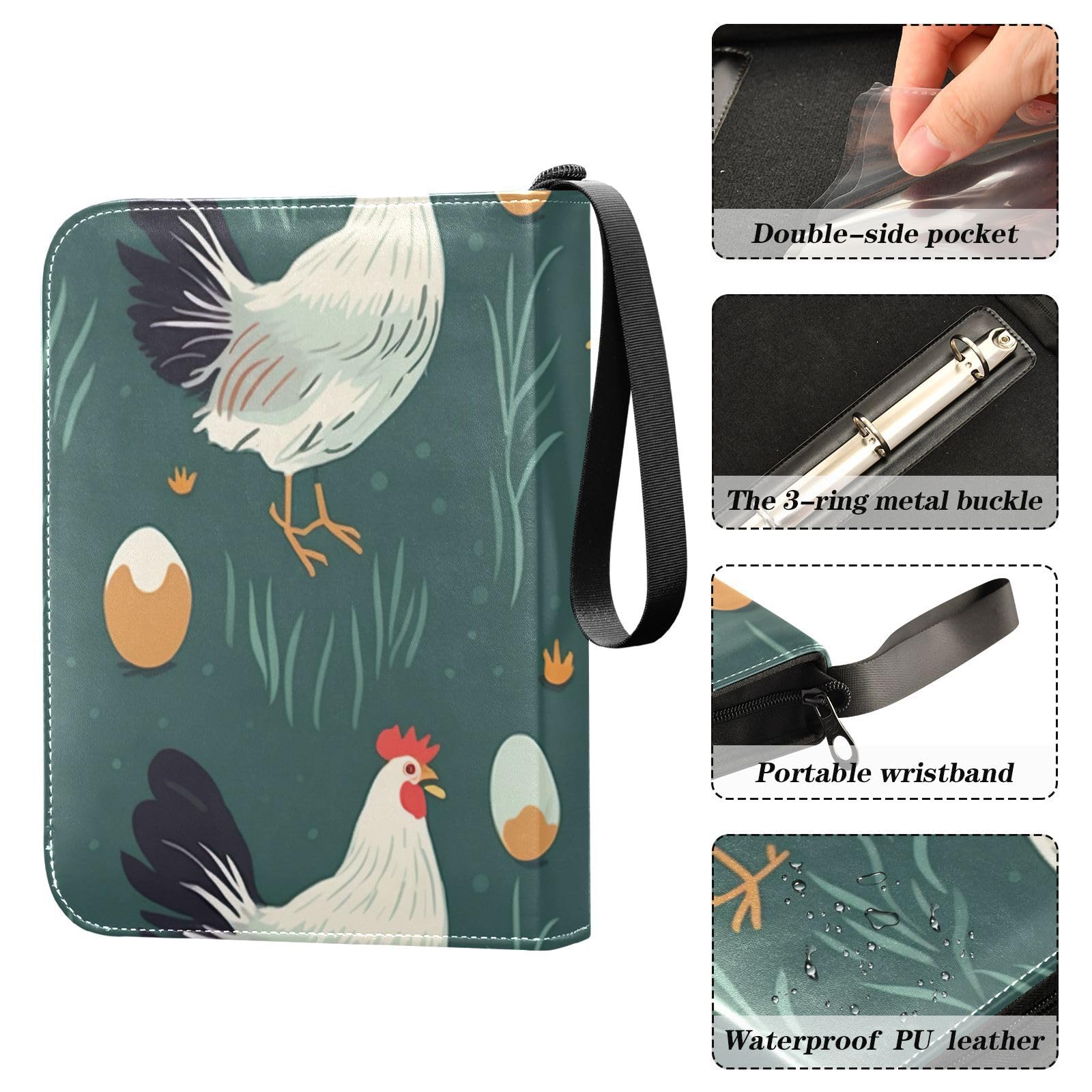 Amazon.com: Chicken Hen Waterproof Trading Card Binder,400-Pocket