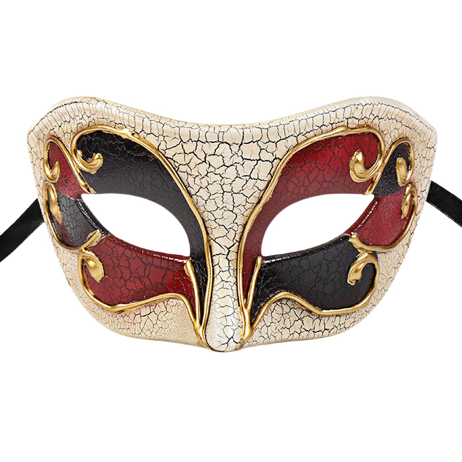 Oidea Masquerade Mask for Men: Retro Venetian Style Cracked Half Face Mask Mascarade Ball Mardi Gras Halloween Costume Phantom Of The Opera Party Prom Ball Masks Red — image 1