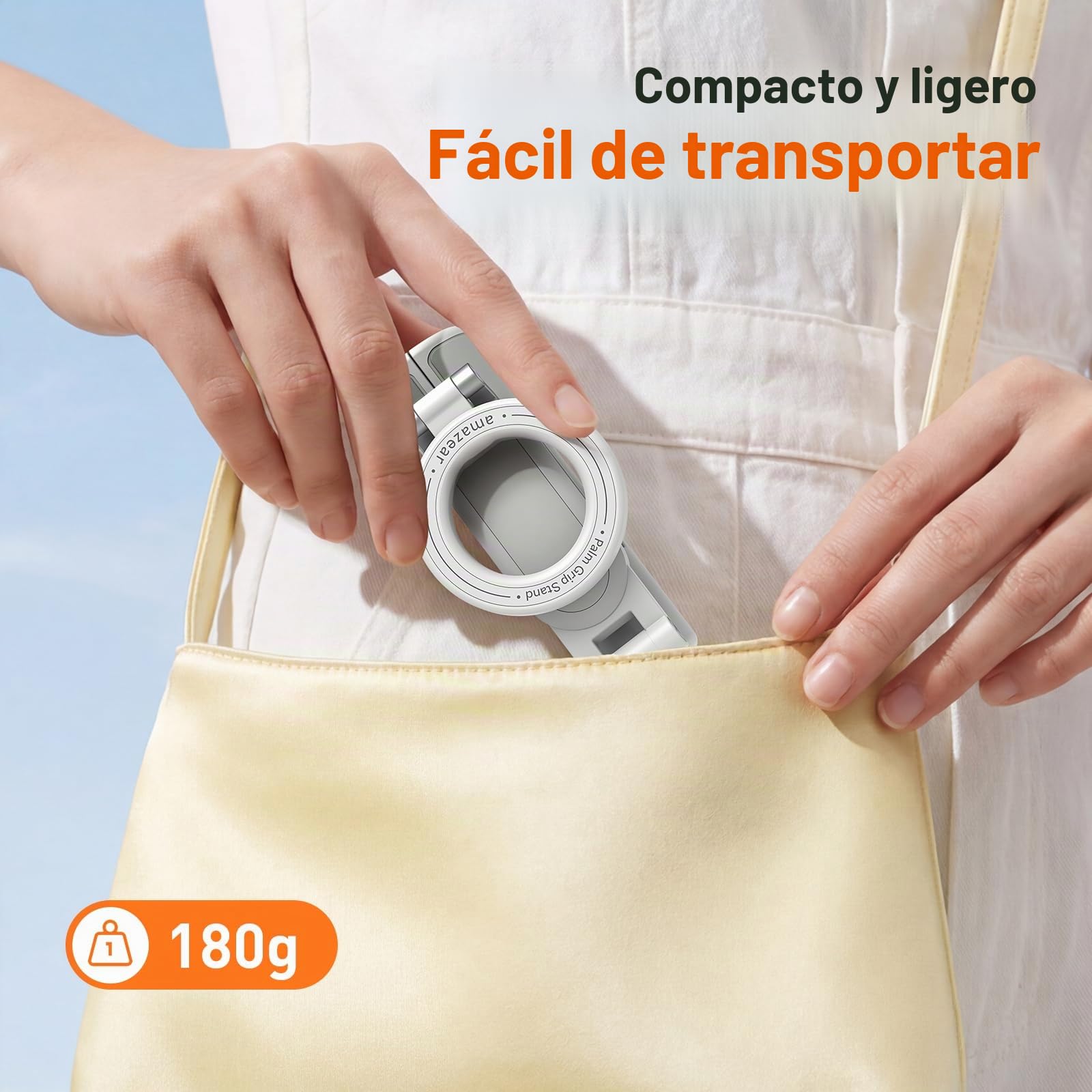 AMAZEAR Palo Selfie Tripode para Movil (4 en 1), Tripode para iPhone, Accesorios Selfie Stick para Móvil con botón de Disparo inalámbrico extraíble para iPhone 16 17 Pro MAX, Tripe Telemovel, Blanco