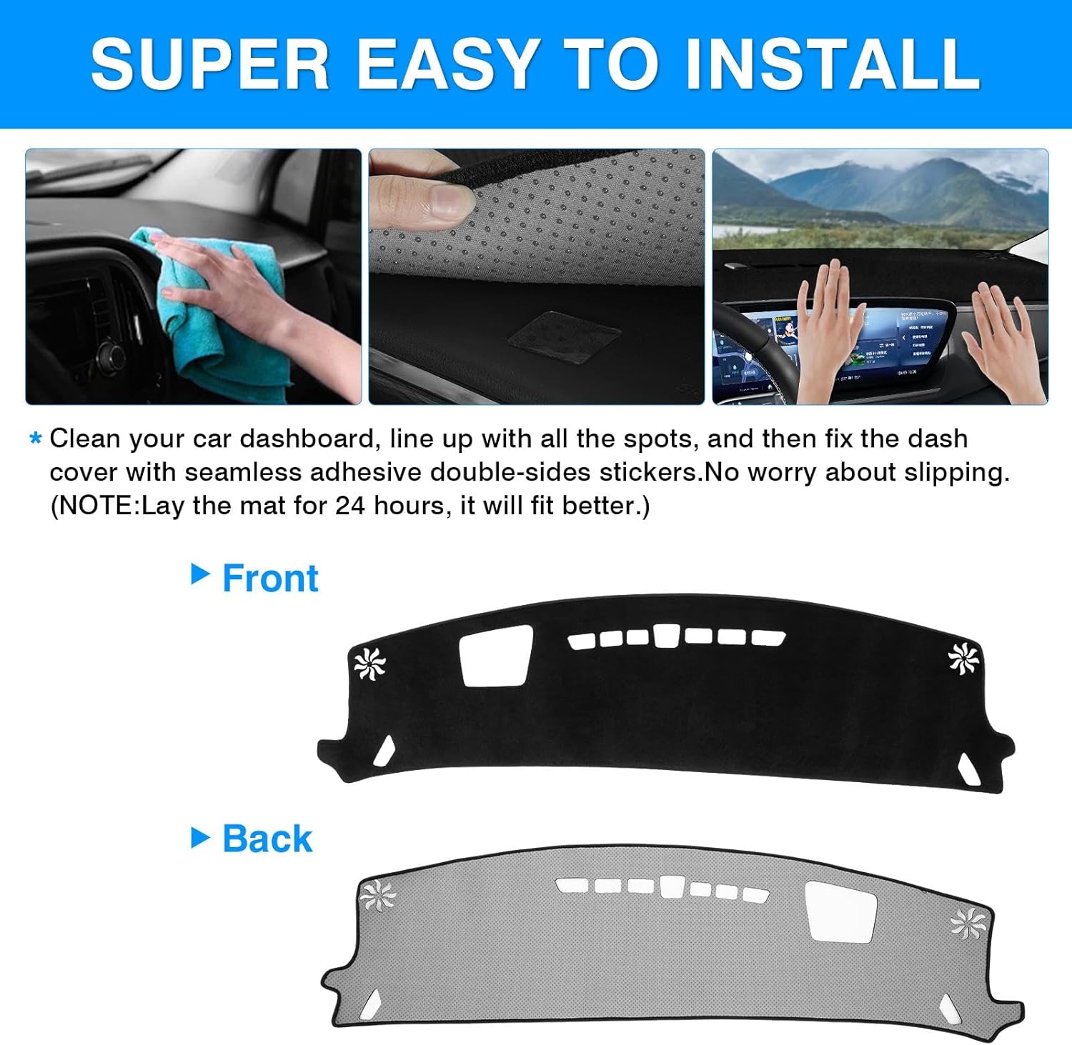 Autorder Dashboard Cover Mat for 2024 2025 2026 Buick Envision Accessories Dash Cover Upgrade Velvet Dash Mat Sunshade Glare UV Rays Protector