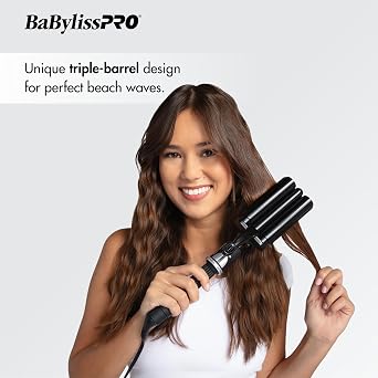 BabylissPRO Porcelain Ceramic Triple Barrel Waver, Black