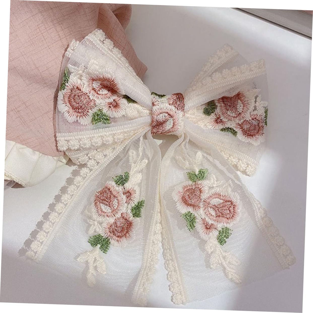 STOBOK 5rollos Cinta De Encaje Bordado Rosa Para Materiales De Accesorios Para Cabello y Tocados Metros De Encaje Decorativo Para Bodas y Manualidades