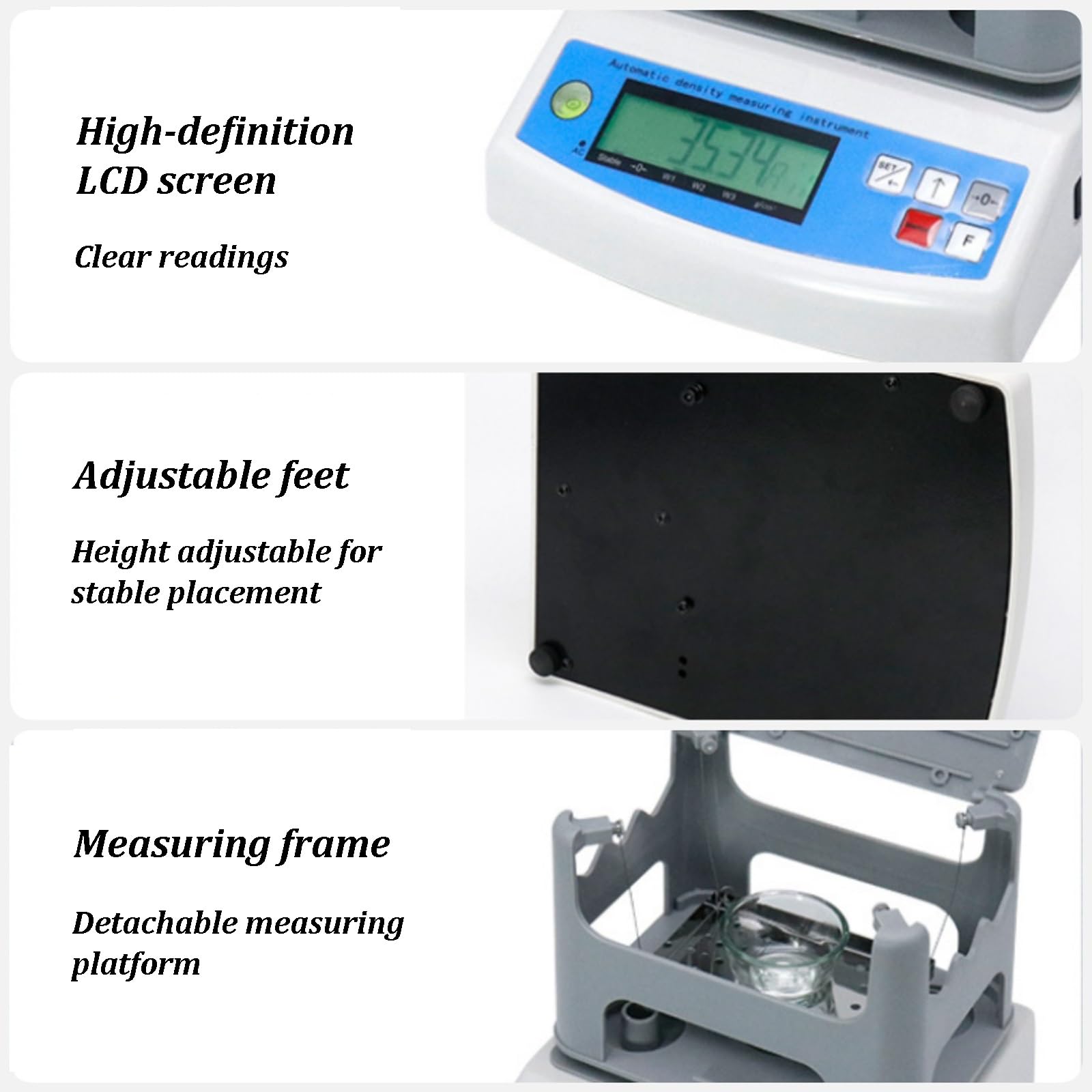 Edelmetall-Densimeter, Gold-K-Werttester mit LCD-Display und Wassertank, integrierter Akku, ABS-Schalendichtetester für Schmuckmünzen