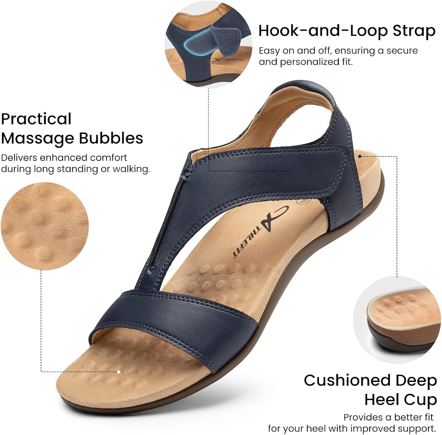 Athlefit Orthopedic Sandals for Women Comfortable Beach Orthotic Sandals with Arch Support - Image 4