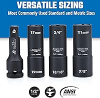 Vista 2 de NEIKO 02281B Juego de llaves de vaso de impacto de 1/2 pulgada 4 piezas SAE y MM Barra de extensión de 3 pulgadas Acero Cr-Mo Servicio