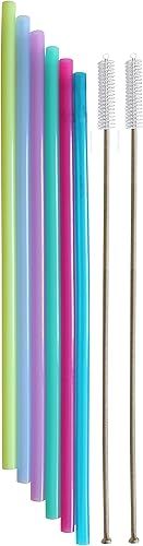 Miniatura 8 de Pajita de medio galón, 12 pulgadas, extra larga, reutilizable, de silicona, para vaso de 32 onzas de alto, botella de agua de 40 onzas, botella de