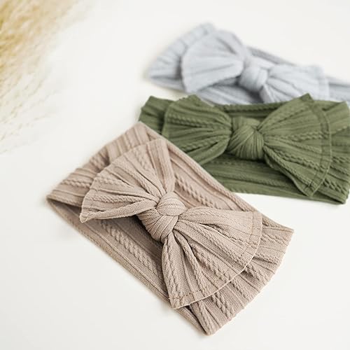 Miniatura 5 de Niceye Paquete de 10 diademas para niñas con lazos hechos a mano, accesorios para el cabello, bandas elásticas para el cabello para recién nacidos,