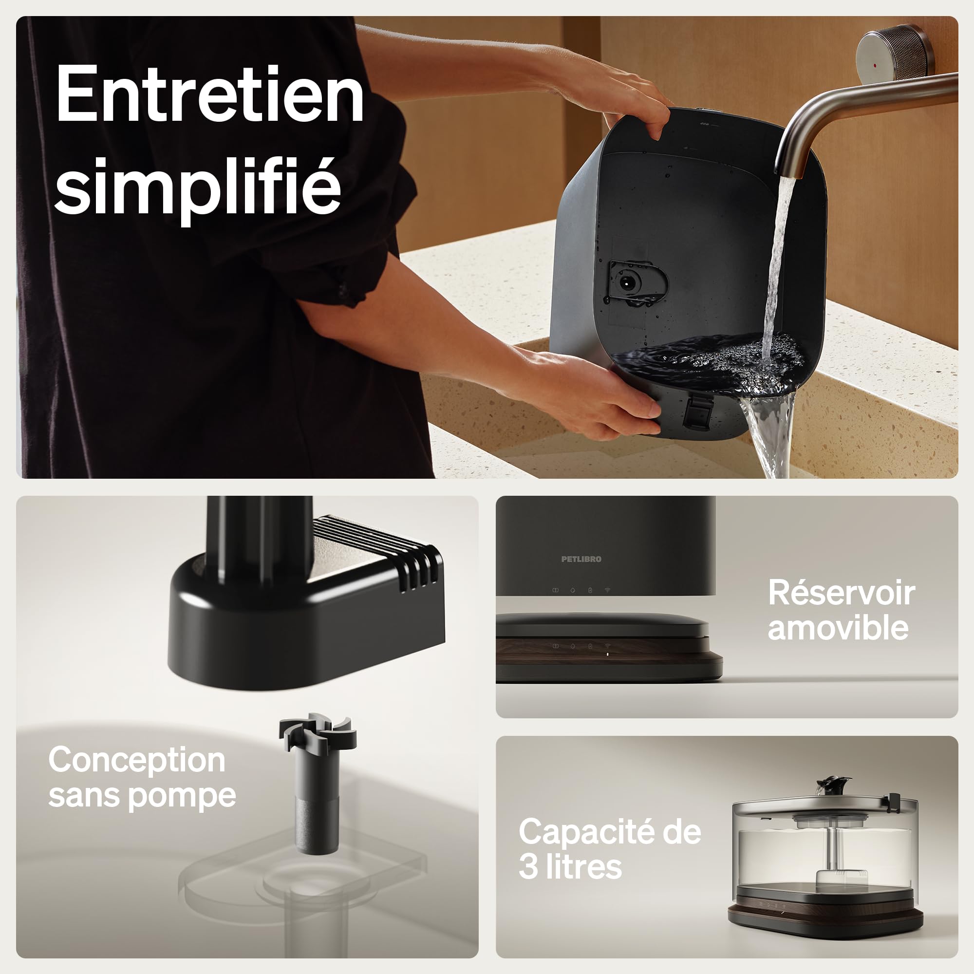 PETLIBRO Dockstream 2 Fontaine à Eau sans Fil pour Chats, 3L/101oz, avec Batterie et Plateau en INOX, Distributeur d'eau WiFi 5GHz, idéal pour Chats et Chiens - Distributeur Eau Chat Automatique