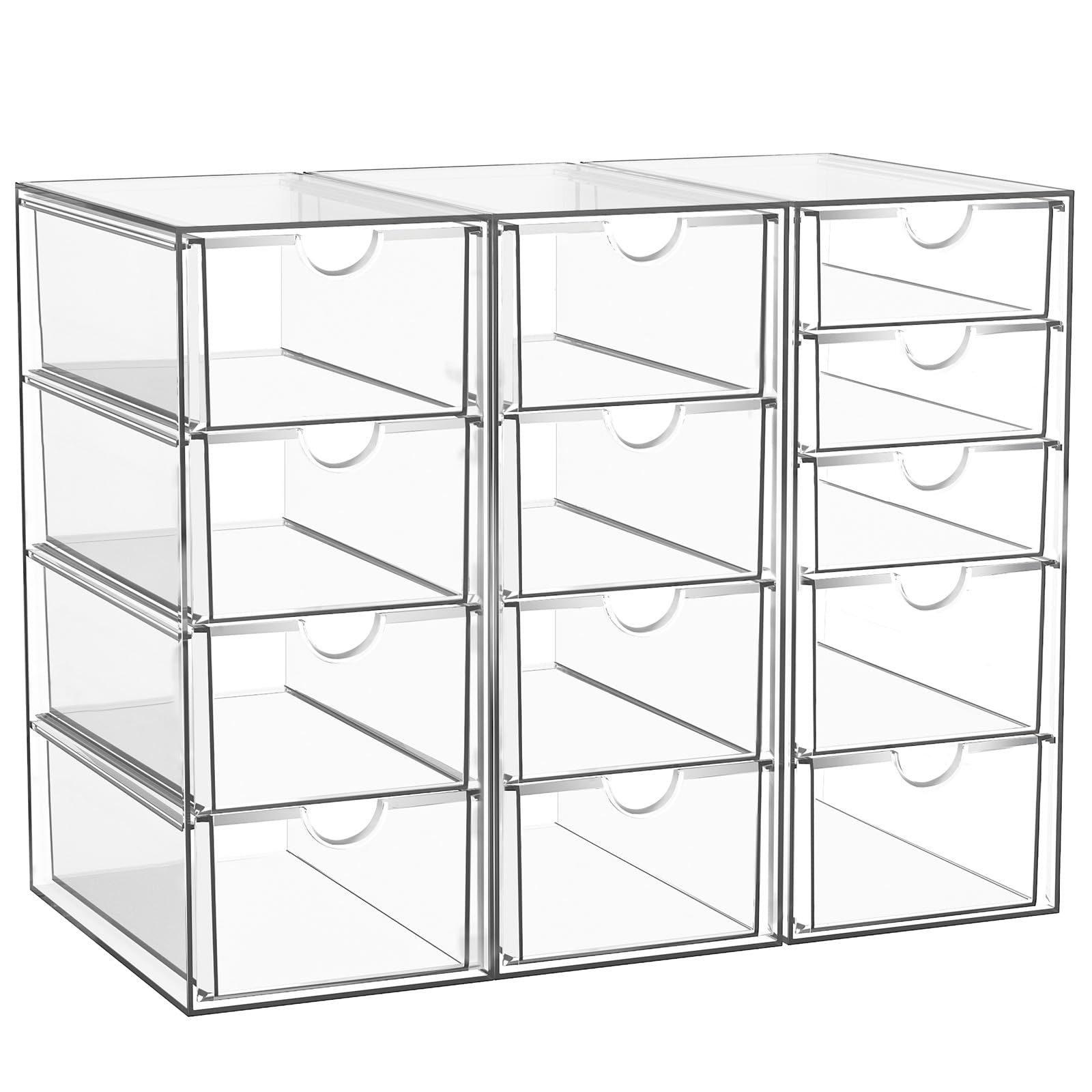 Acryl-Kosmetikorganisator mit 13 Schubladen, Organisator für Badezimmerschränke, Schreibtischorganisator, Bürobedarf, Aufbewahrungsschubladen für Kosmetika, Bleistifte, Kaffeeartikel