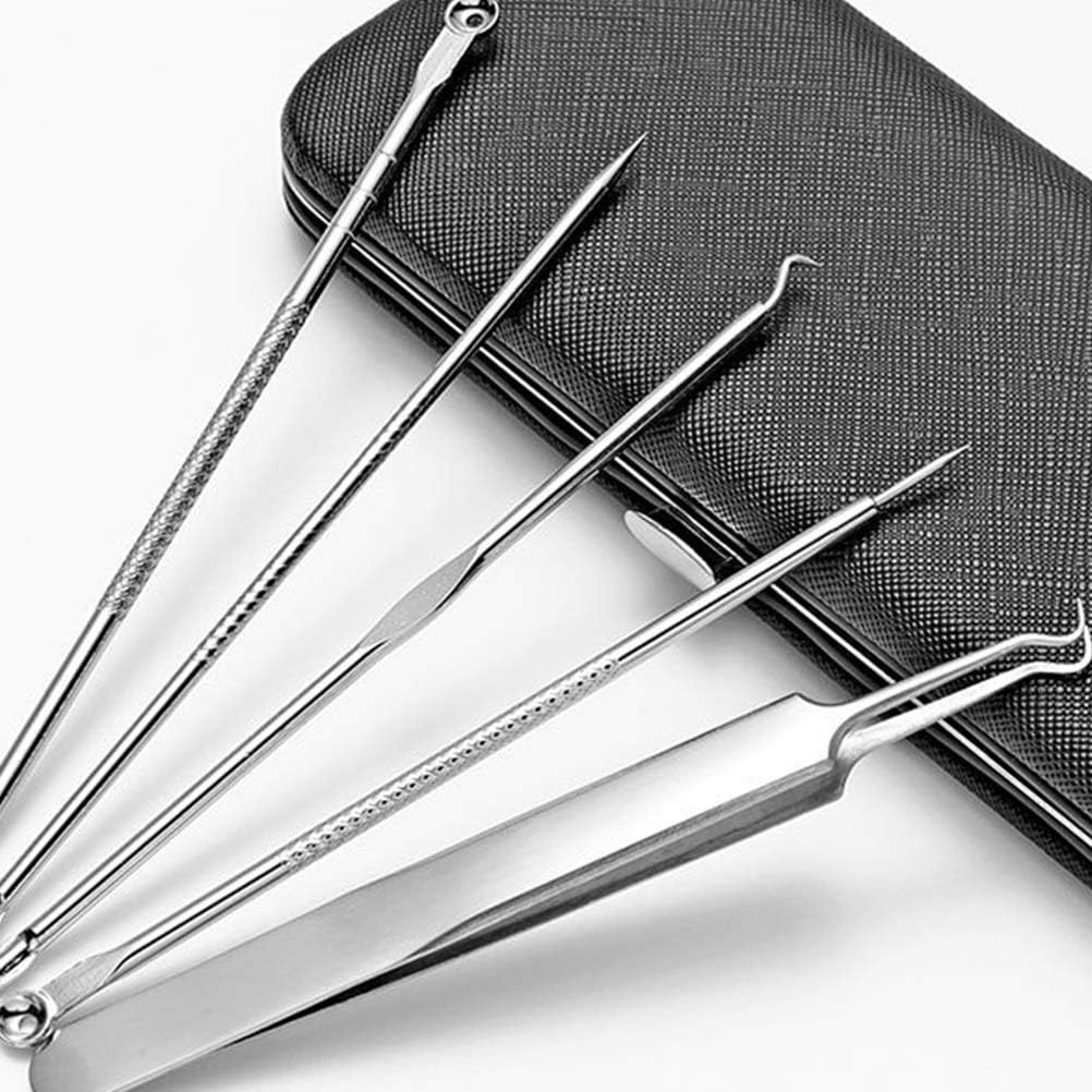 Pimple Acne Blemish Removal Tools Set 5 stks Blackhead Remover Acne Naalden Rvs Acne Cleaning Tool COMEDONE PUMPLE PUSTULE NEERLES MACHJEKEN PUMPPLE VERWIJDEREN Blackhead Remover Comedone Extractor