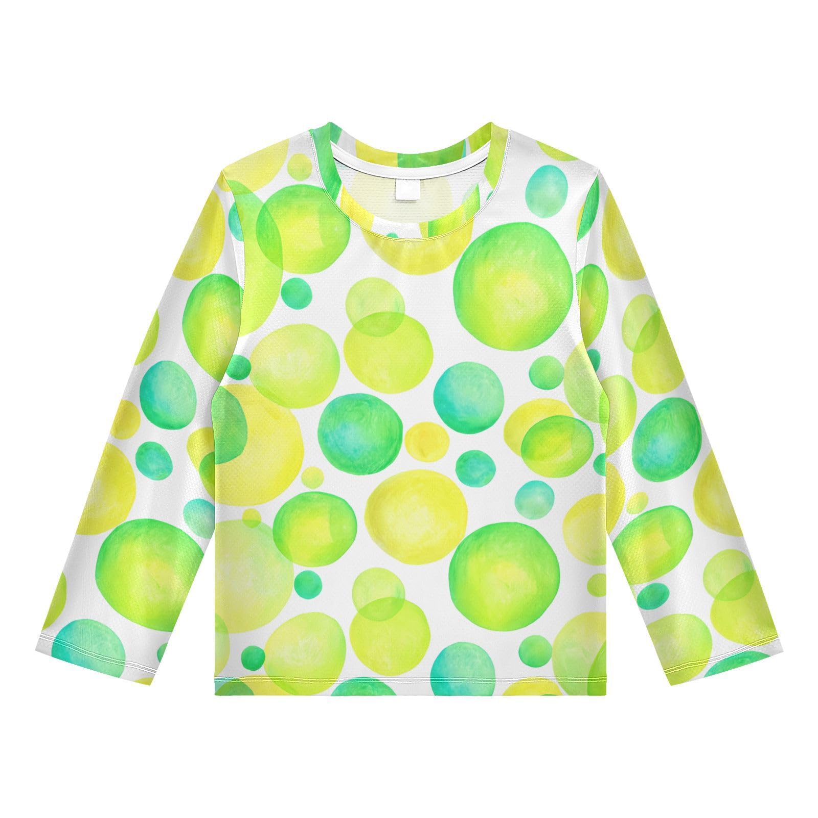 Watercolor Circle Bubble Chartreuse Rash Guard Shirt for Boys Sun Protection Shirt for Beach Pool Sport UPF50+ 7-8T