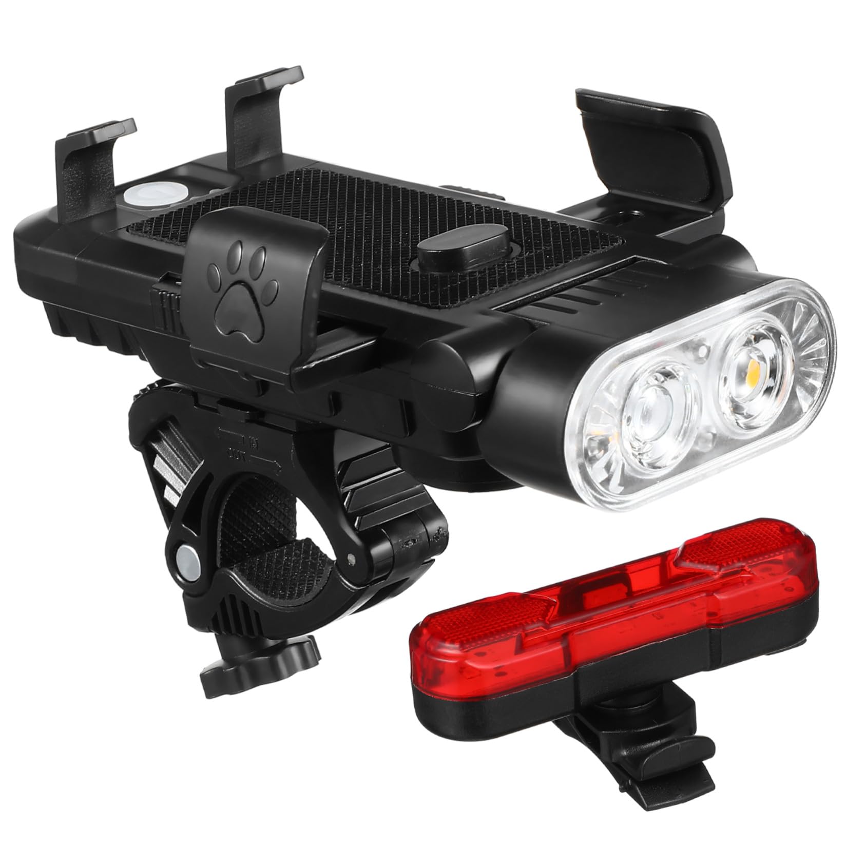 Lampe multifonction USB pour vélo avec klaxon et support smartphone ajustable - 8