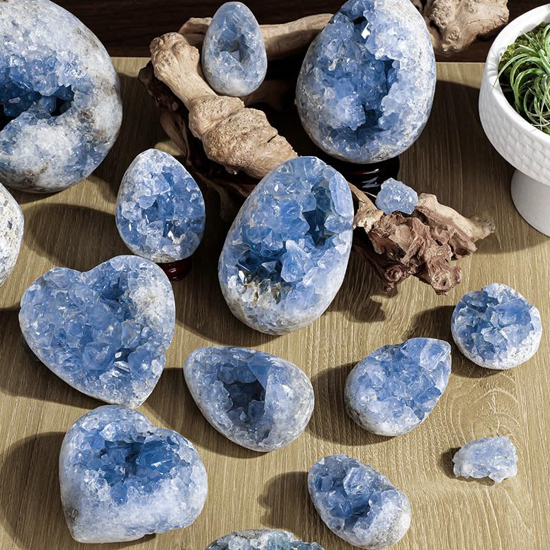 NIBHZ Pierre Brute Naturelle, minerai Brut, spécimen de géode de Cristal Bleu