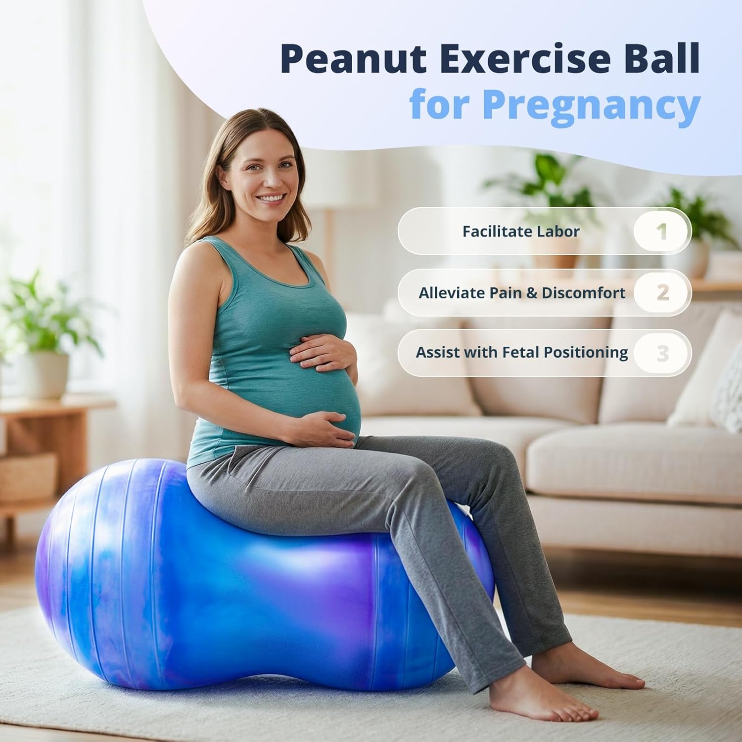 18’’/20’’ Peanut Ball for Kids & Adults, Anti-Burst Exercise Ball for Autism Sensory Training, Pregnancy & Physical Therapy, Yoga Balance Ball Chair for Fitness.