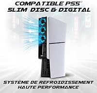 AKUMA Cyber W02 PS5 Slim ventilátor 3 ventilátorral, LED, USB 3.0 – fehér 2