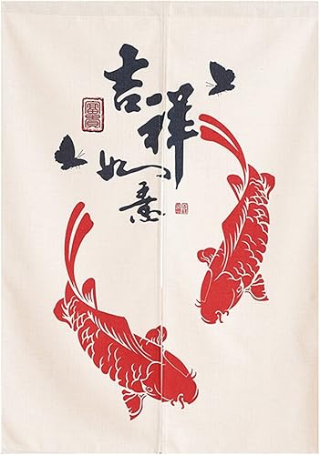 Miniatura 1 de Noren - Cortina japonesa para puerta, diseño de pez chino, divisor de habitación, 33.5 x 47.2 pulgadas