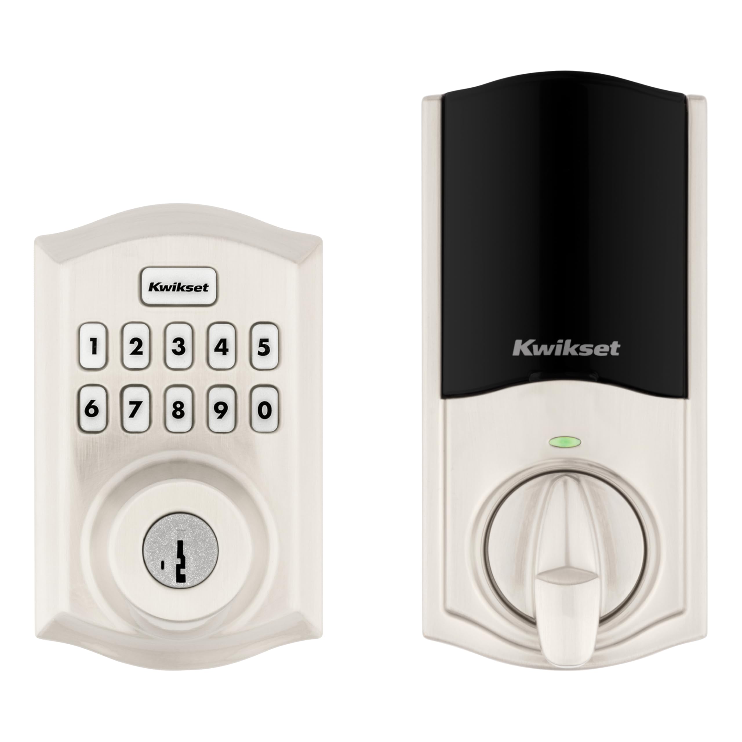 kwikset homeconnect 620 z-wave long range enabled keypad smart lock convenient keyless entry, customizable user codes, ring alarm compatible, hub required, sold separately satin nickel traditional