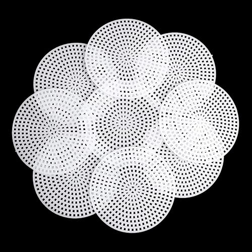 Miniatura 4 de SEWACC Kits de bricolaje, 30 hojas de malla de plástico para bordar, lona redonda blanca para manualidades de hilo acrílico, proyectos de punto y