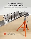 VEVOR Roller Stand, Heavy Duty 2500 LBS Load Capacity Tool Stand - 28"-52" Height Adjustable - Foldable Space-Saving Design - for Woodworking and Metalworking Long Boards, Metal Pipes or Bars - 2