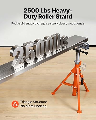 VEVOR Roller Stand, Heavy Duty 2500 LBS Load Capacity Tool Stand - 28"-52" Height Adjustable - Foldable Space-Saving Design - for Woodworking and Metalworking Long Boards, Metal Pipes or Bars - 2