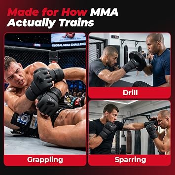 LIBERLUPUS MMA Gloves Sparring for Men Open Palm Training Gloves for Grappling, Kickboxing, Muay Thai, Youth Self-Defense, Heavy Bag Workouts Durable Synthetic Leather