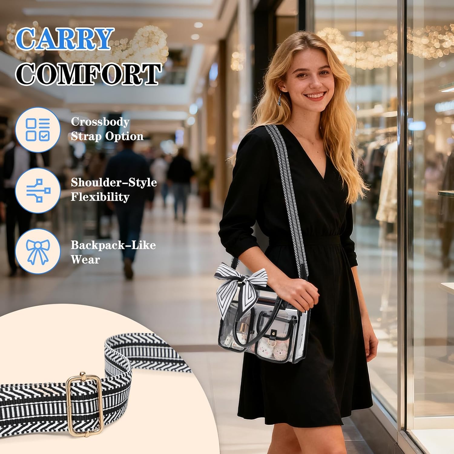 Clear Tote Bag 12x12x6 Thick PVC clear bags for Stadium Events Transparent Bag for Sports Events,Concert,Work & Beach - Image 5