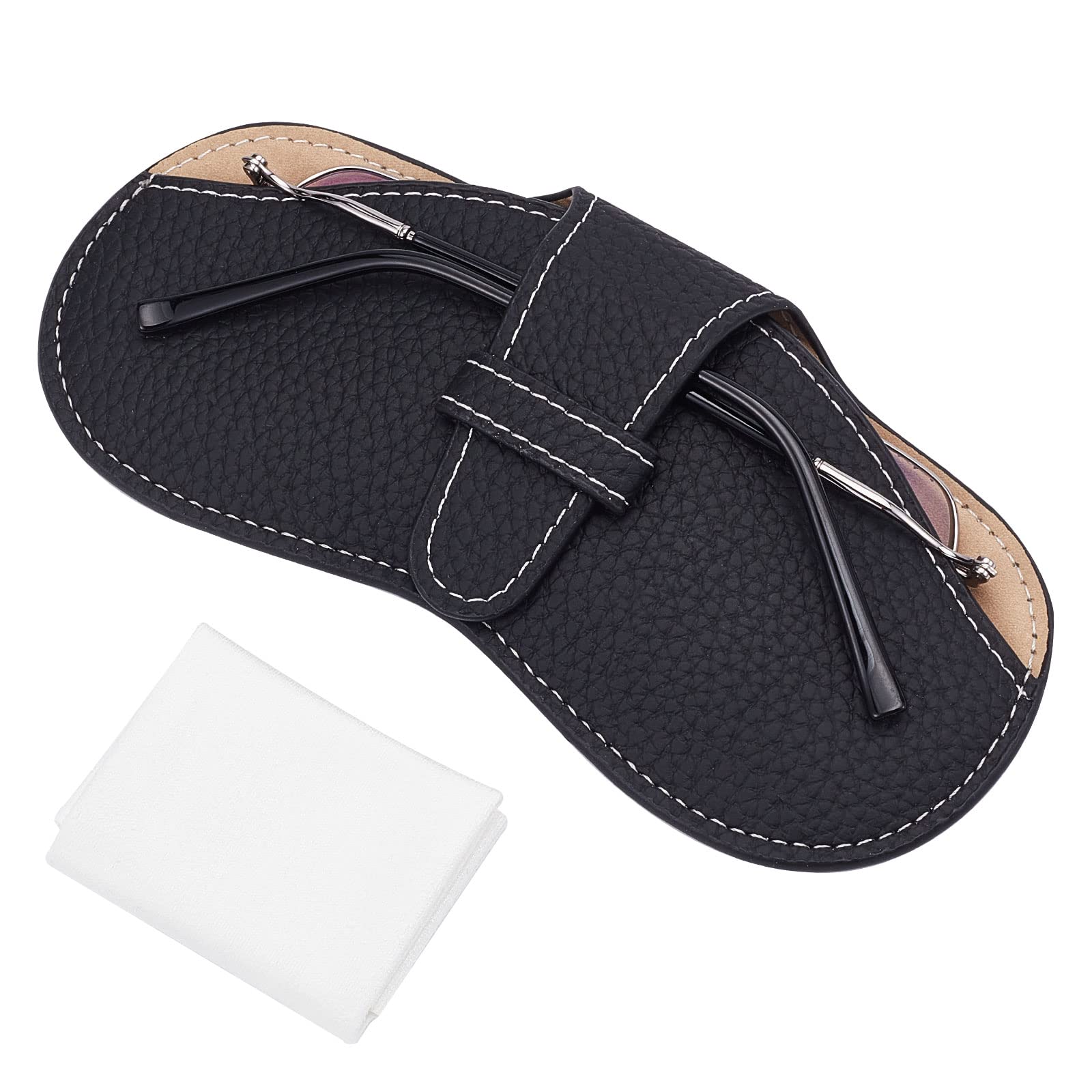 Custodia Occhiali In Similpelle CREATCABIN – Leggera, Slim E Porta Microfibra Inclusa (Grigio)