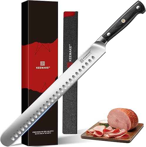 Vista 9 de KEEMAKE Juego de cuchillos para tallar barbacoa, cuchillo de carnicero de 10 pulgadas y cuchillo de afilar de 10 pulgadas para cortar carne, acero