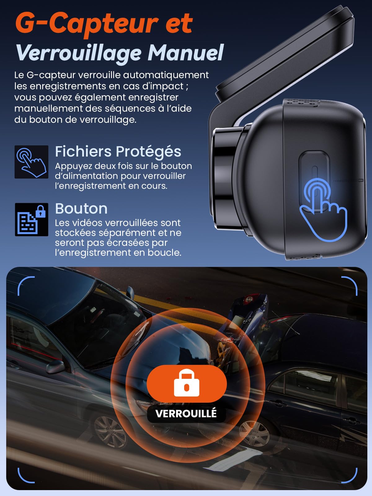 Dashcam Voiture Avant Arrière, Caméra 4K+1080P, Wi-Fi 5GHz avec Contrôle via App, Carte SD 64Go, Vision Nocturne, Stationnement 24H, Capteur G, Grand Angle 170°, WDR, Installation Facile (X4)
