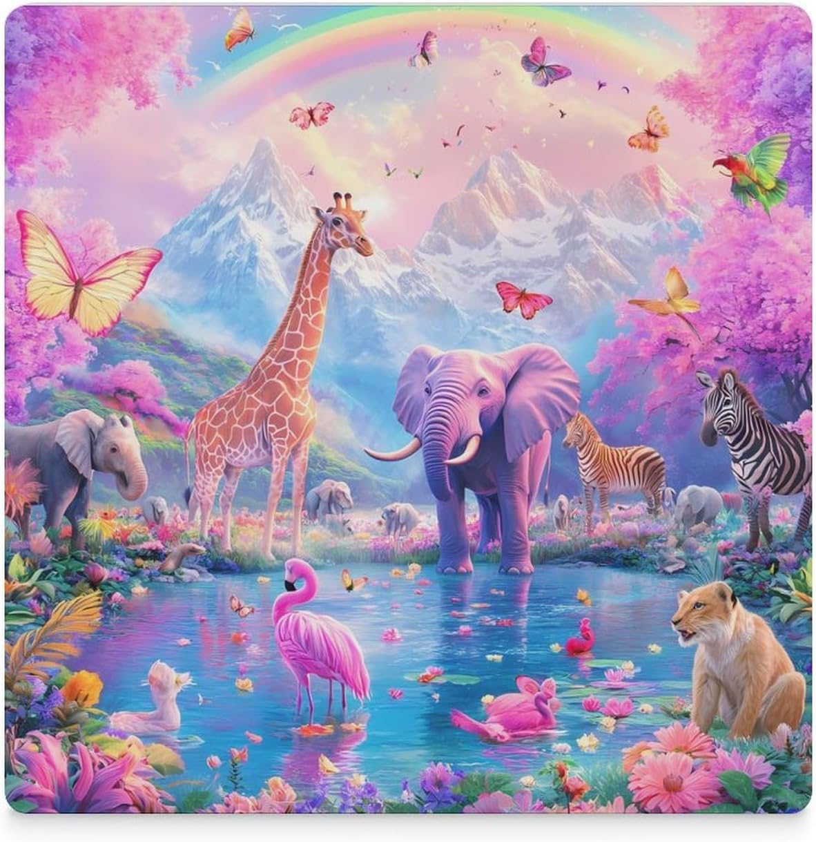 Elephant Giraffe Flamingo Butterfly Funny Ceramic Coasters for Drinks Absorbent Cup Holder Tabletop Protector with Cork Base