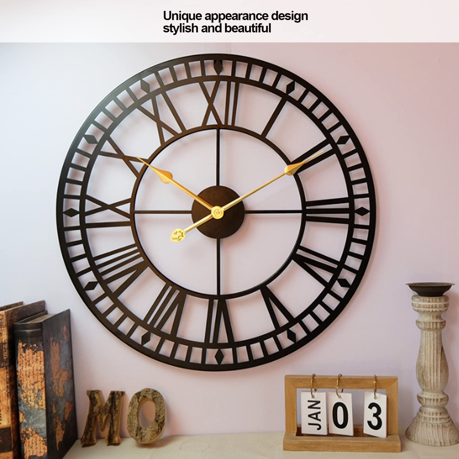 Amazon.co.jp: 壁掛け時計、15.7インチのレトロなローマ数字時計メタル