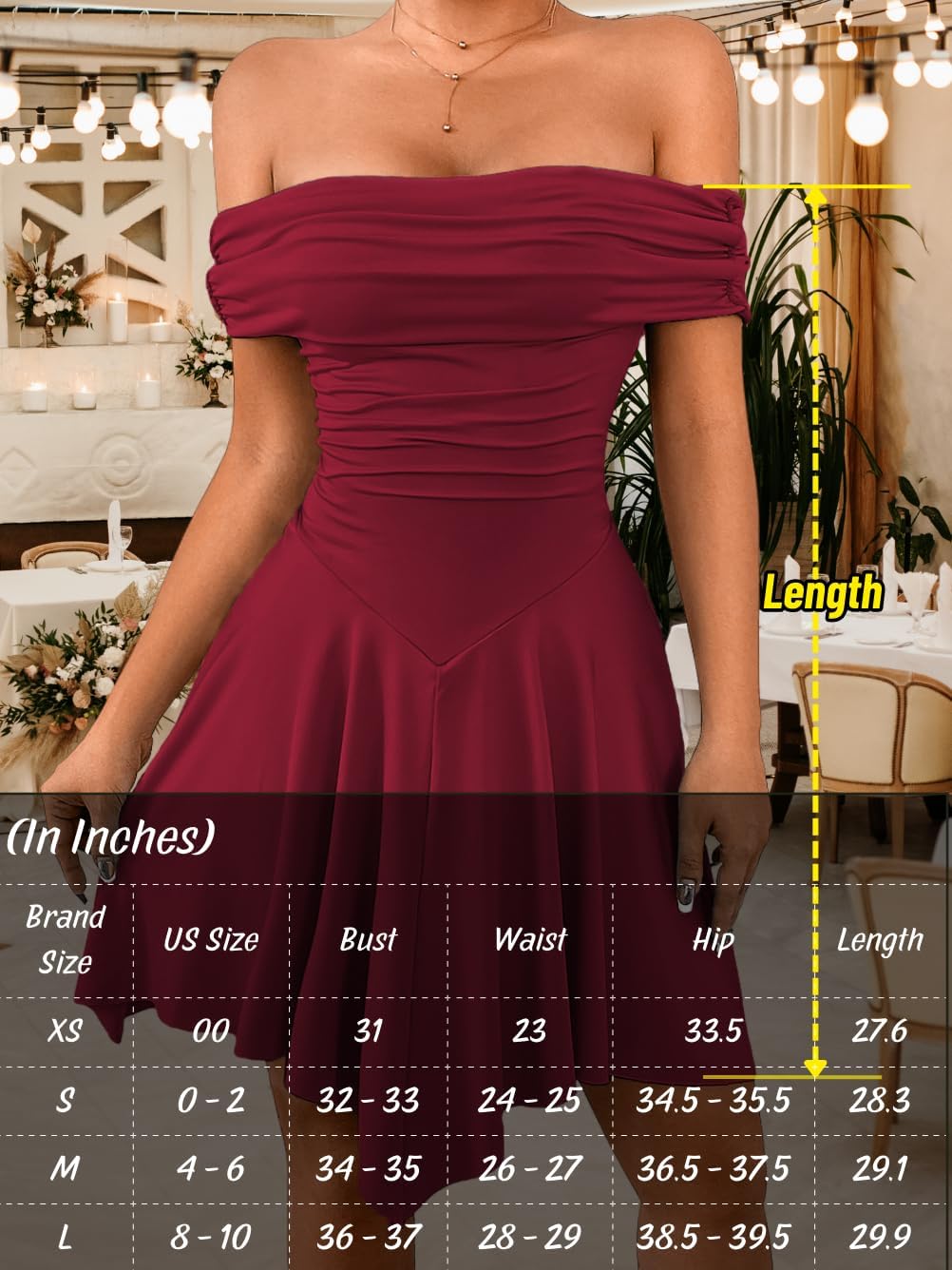 Women's Off Shoulder Ruched Mini Dress, Drop Waist Semi Formal Dresses for Graduation Cocktail Homecoming Party - Image 6